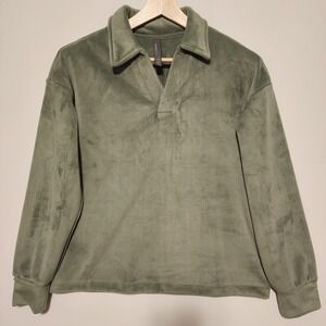 Mondetta Women's Soft Corduroy Pullover Green Medium